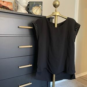 Studded sleeved black shirt